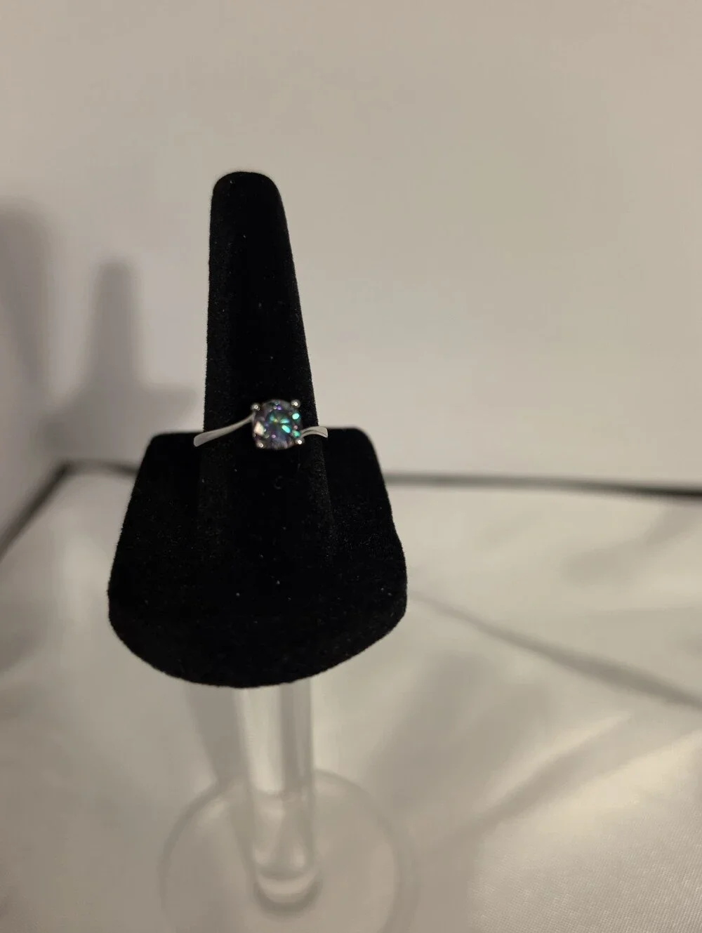 925 Silver .75 CTW Moissanite Iridescent Size 7 Ring